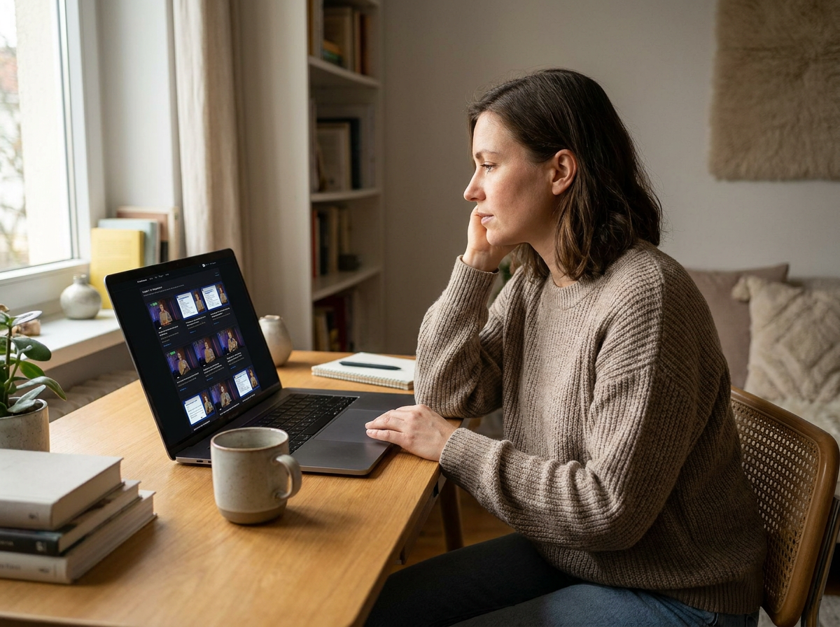 Mitarbeiterin lernt auf der AI-Competence Plattform